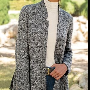 Soft Surroundings St. James Black Gray Open Cardigan Blazer Jacket Women Size 1X